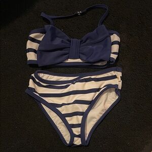 kate spade Navy and White Striped Kids Bikini